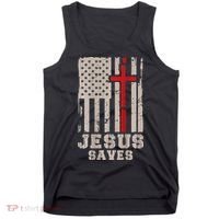 Jesus Saves S Christian Faith Cross Graphic Tank Top thumb 0
