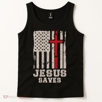 Jesus Saves S Christian Faith Cross Graphic Tank Top thumb 2