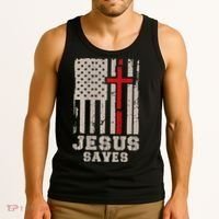 Jesus Saves S Christian Faith Cross Graphic Tank Top thumb 3