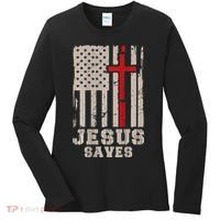 Jesus Saves S Christian Faith Cross Graphic Women's Long Sleeve Shirt thumb 0