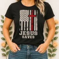 Jesus Saves S Christian Faith Cross Graphic Women's T-Shirt thumb 2