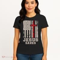 Jesus Saves S Christian Faith Cross Graphic Women's T-Shirt thumb 4