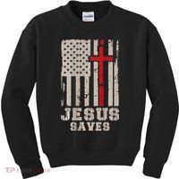 Jesus Saves S Christian Faith Cross Graphic Kids Sweatshirt thumb 0