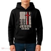 Jesus Saves S Christian Faith Cross Graphic Kids Hoodie thumb 4