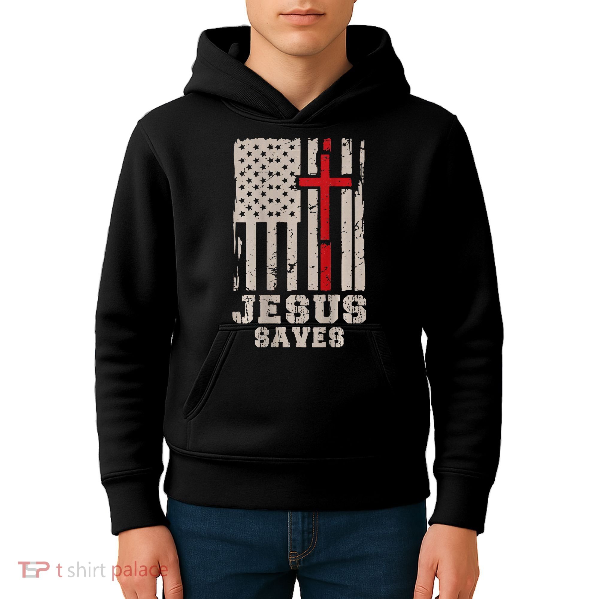 Jesus Saves S Christian Faith Cross Graphic Kids Hoodie