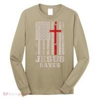 Jesus Saves S Christian Faith Cross Graphic Long Sleeve Shirt thumb 0