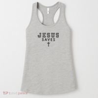 Jesus Saves Simple Cross Black Stitched Logo Christian Faith Hope Love Embroidered Women's Tank Top thumb 0