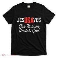 Jesus Saves Usa One Nation Under God Jesus Christian Gift T-Shirt thumb 0