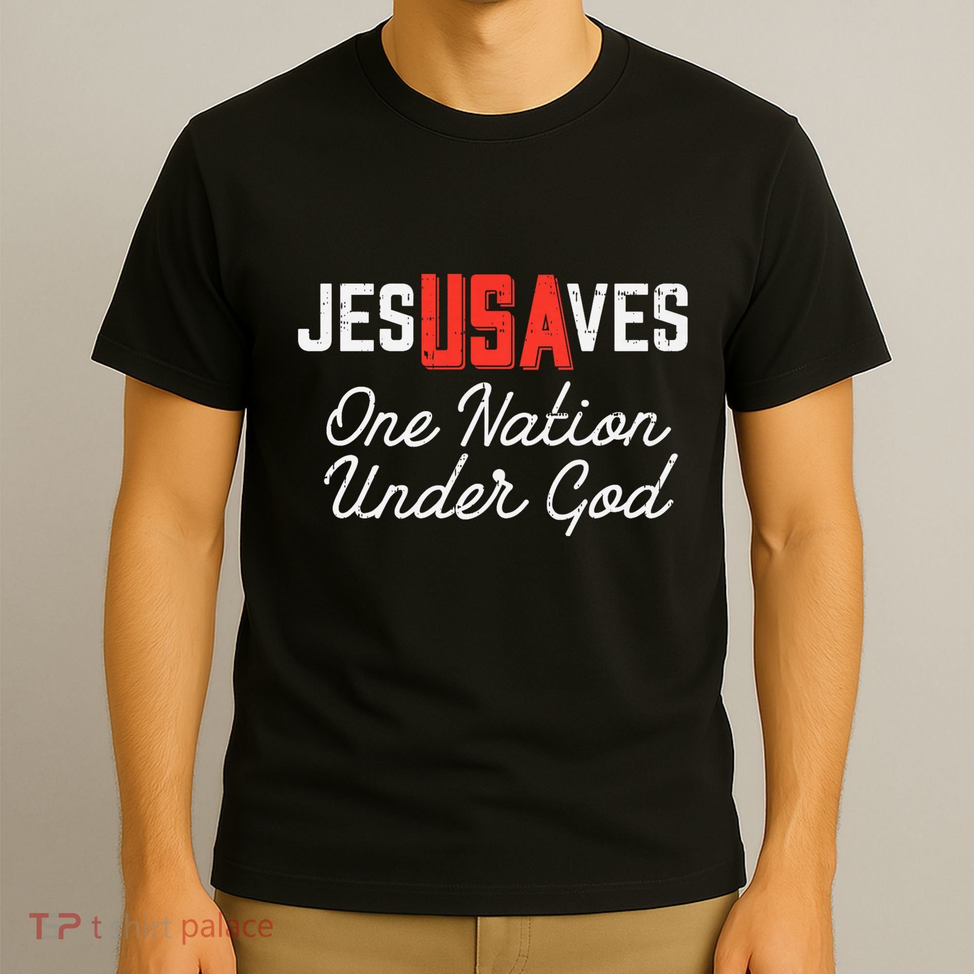 Jesus Saves Usa One Nation Under God Jesus Christian Gift T-Shirt