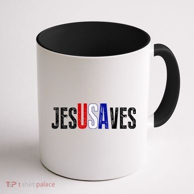 Jesus Saves USA  Coffee Mug back