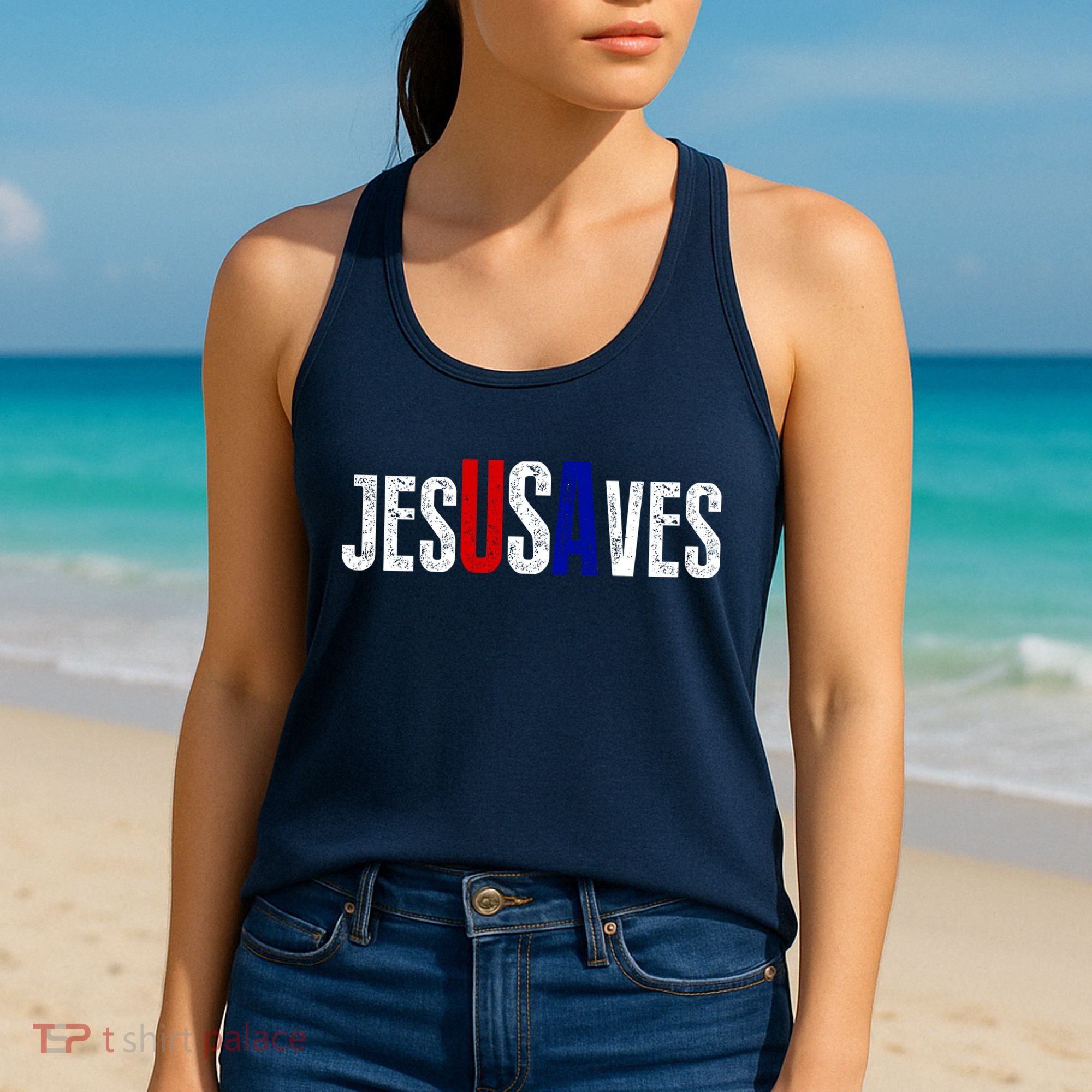 Jesus Saves USA  Women's Tank Top
