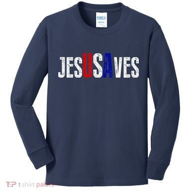 Jesus Saves USA  Kids Long Sleeve Shirt