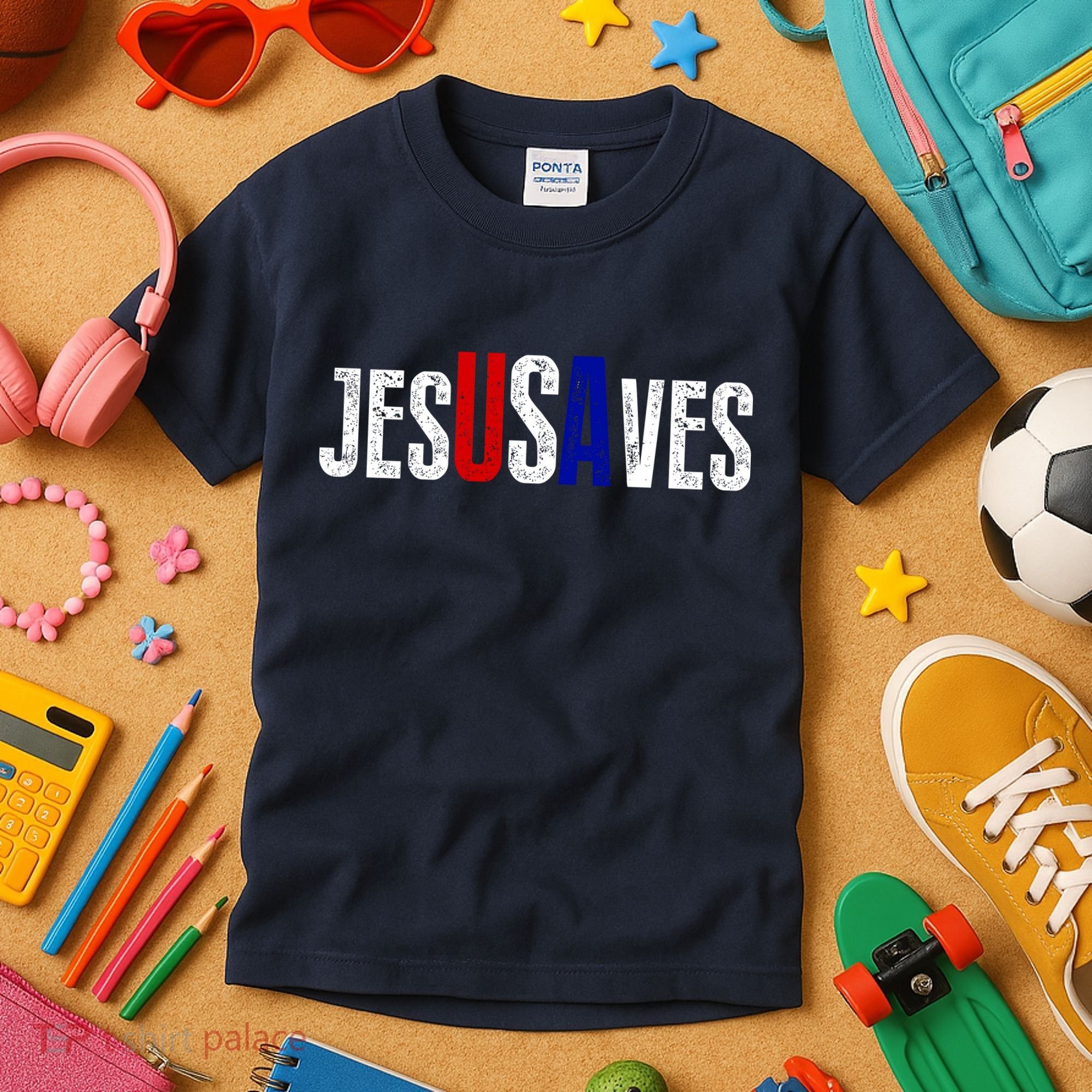 Jesus Saves USA  Kids T-Shirt
