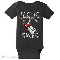 Jesus Saves Volleyball Gift Volleyball Team Baby Bodysuit thumb 0