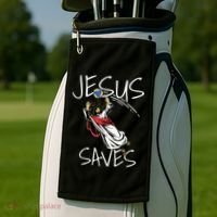 Jesus Saves Volleyball Gift Volleyball Team Golf Towel thumb 2