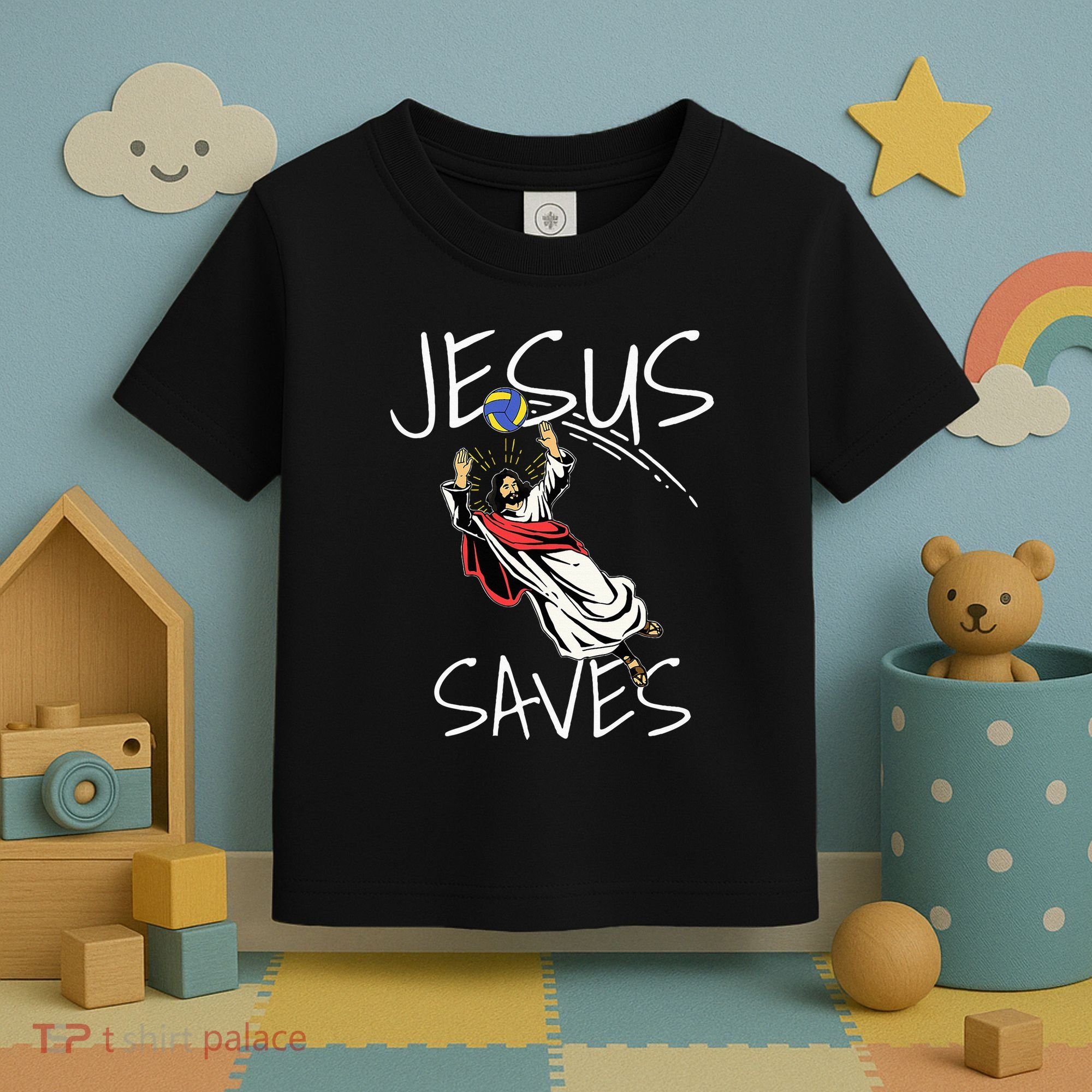 Jesus Saves Volleyball Gift Volleyball Team Toddler T-Shirt