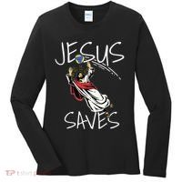 Jesus Saves Volleyball Gift Volleyball Team Women's Long Sleeve Shirt thumb 0