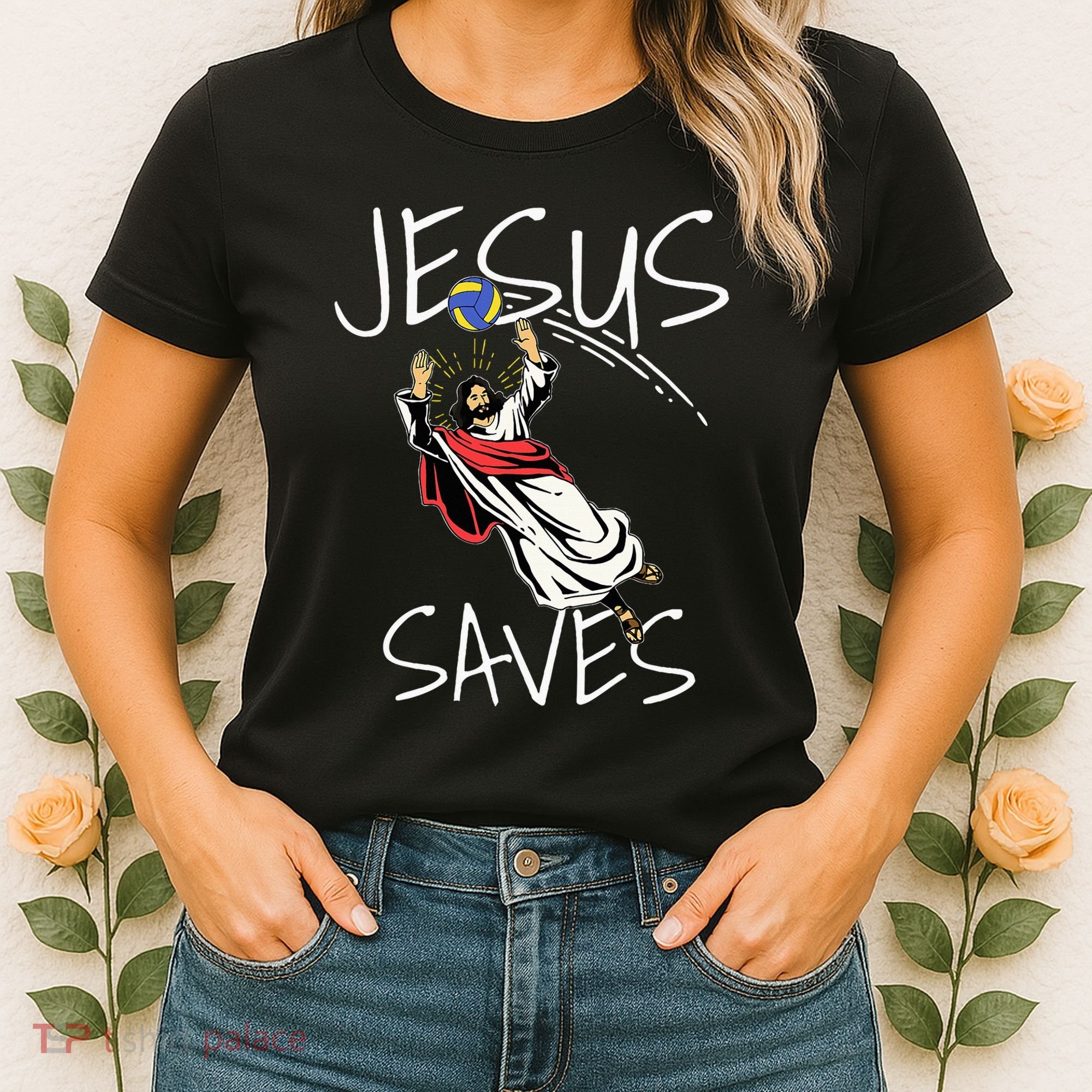 Jesus Saves Volleyball Gift Volleyball Team Women's T-Shirt