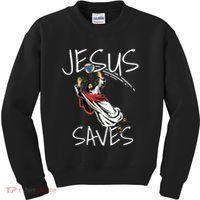 Jesus Saves Volleyball Gift Volleyball Team Kids Sweatshirt thumb 0