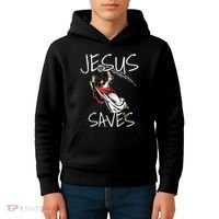 Jesus Saves Volleyball Gift Volleyball Team Kids Hoodie thumb 4