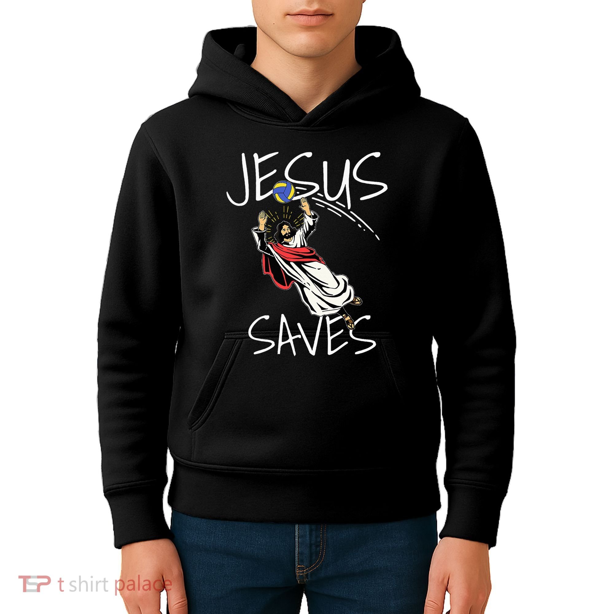 Jesus Saves Volleyball Gift Volleyball Team Kids Hoodie