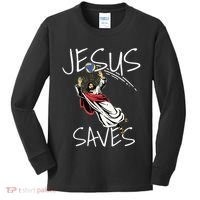 Jesus Saves Volleyball Gift Volleyball Team Kids Long Sleeve Shirt thumb 0