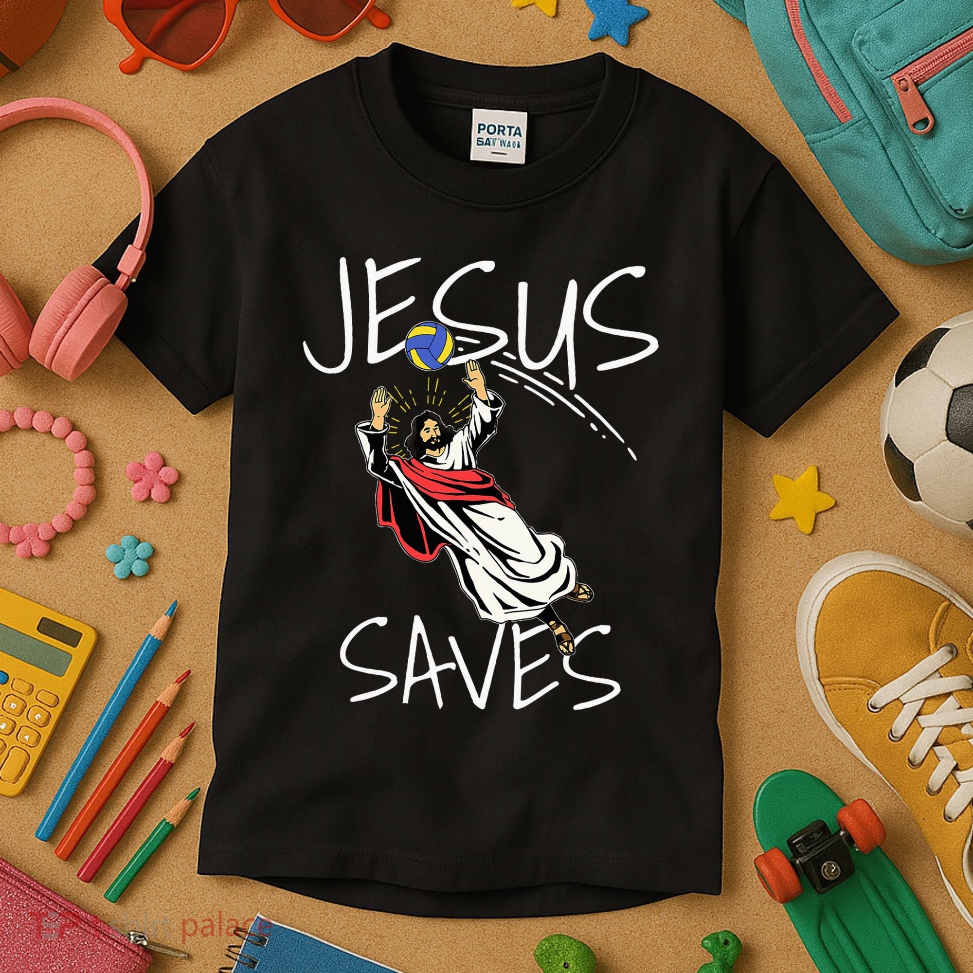 Jesus Saves Volleyball Gift Volleyball Team Kids T-Shirt