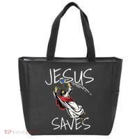 Jesus Saves Volleyball Gift Volleyball Team Tote Bag thumb 0