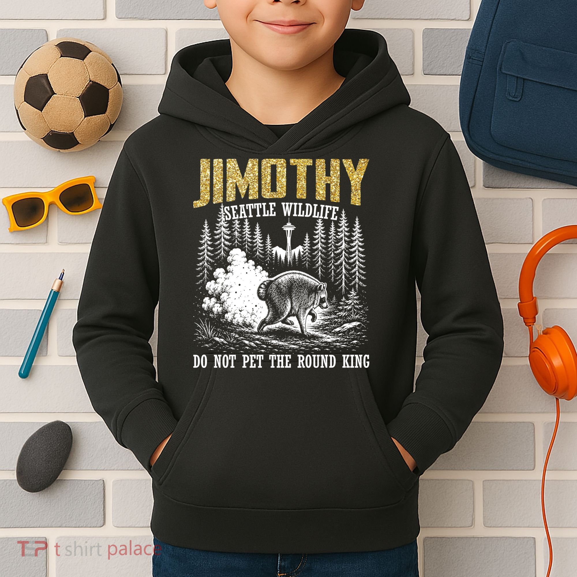 Jimothy Seattle Wildlife Do Not Pet The Round King Kids Hoodie