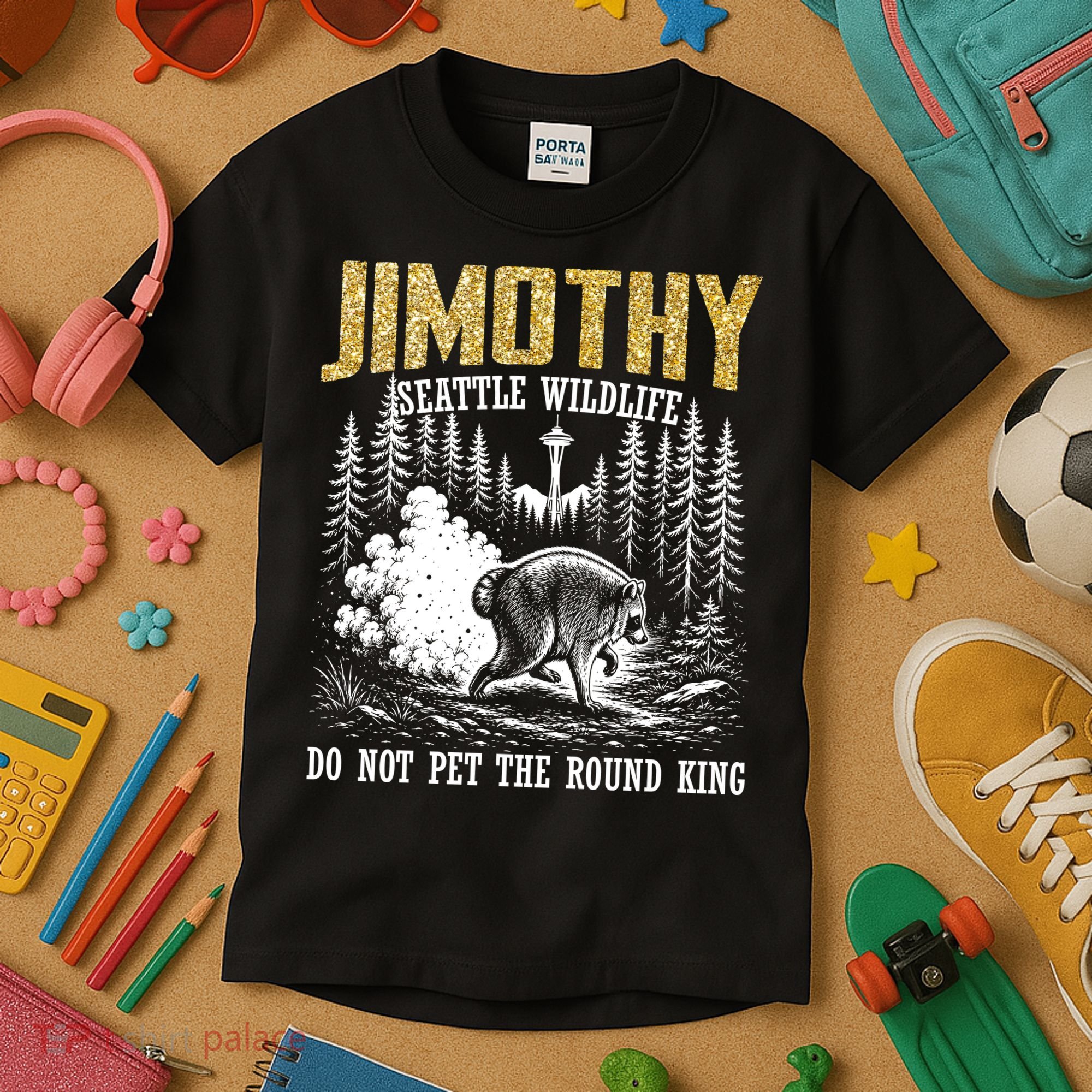 Jimothy Seattle Wildlife Do Not Pet The Round King Kids T-Shirt