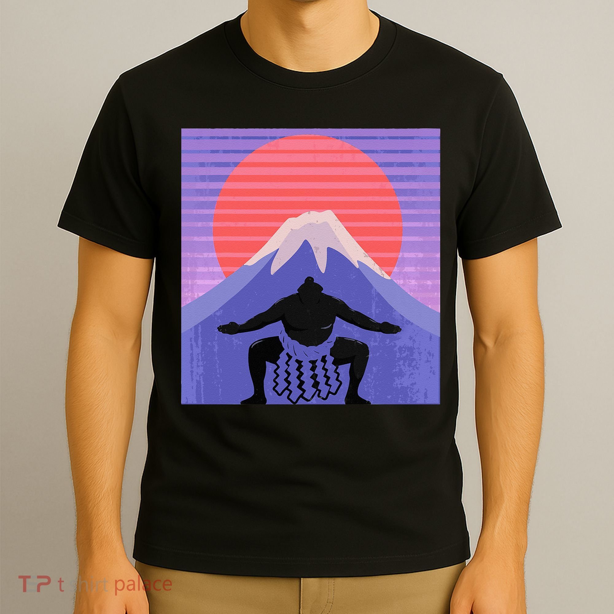 Japanese Sumo Wrestler In Mawashi Japan Mt. Fuji Aesthetic T-Shirt