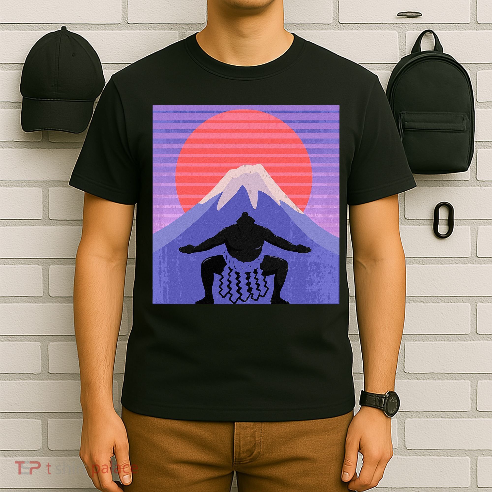 Japanese Sumo Wrestler In Mawashi Japan Mt. Fuji Aesthetic T-Shirt