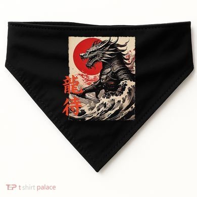Japan Samurai Warrior Dragon Great Wave Ukiyo-e Art Kanji USA-Made Doggie Bandana