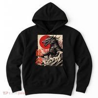 Japan Samurai Warrior Dragon Great Wave Ukiyo-e Art Kanji Hoodie thumb 0
