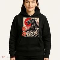 Japan Samurai Warrior Dragon Great Wave Ukiyo-e Art Kanji Hoodie thumb 5