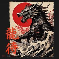 Japan Samurai Warrior Dragon Great Wave Ukiyo-e Art Kanji Long Sleeve Shirt thumb 2