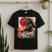 Japan Samurai Warrior Dragon Great Wave Ukiyo-e Art Kanji T-Shirt thumb 2