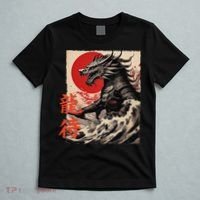 Japan Samurai Warrior Dragon Great Wave Ukiyo-e Art Kanji T-Shirt thumb 5