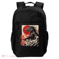 Japan Samurai Warrior Dragon Great Wave Ukiyo-e Art Kanji Backpack thumb 0