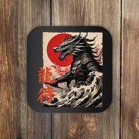 Japan Samurai Warrior Dragon Great Wave Ukiyo-e Art Kanji Coaster thumb 0