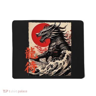 Japan Samurai Warrior Dragon Great Wave Ukiyo-e Art Kanji Mousepad
