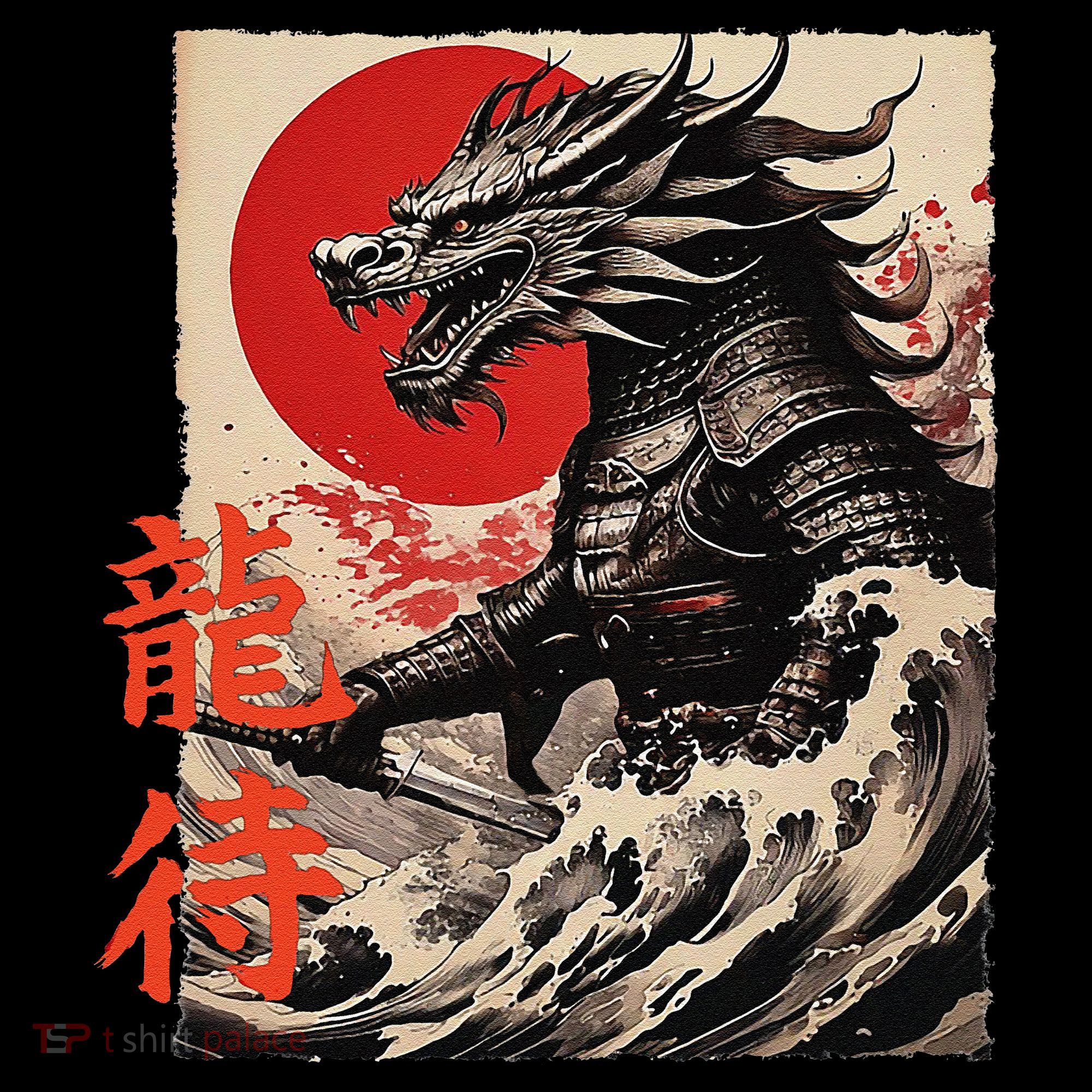 Japan Samurai Warrior Dragon Great Wave Ukiyo-e Art Kanji Mousepad