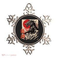 Japan Samurai Warrior Dragon Great Wave Ukiyo-e Art Kanji Ornament thumb 0