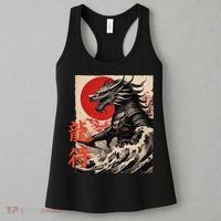 Japan Samurai Warrior Dragon Great Wave Ukiyo-e Art Kanji Women's Tank Top thumb 3