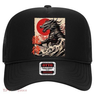 Japan Samurai Warrior Dragon Great Wave Ukiyo-e Art Kanji Hat