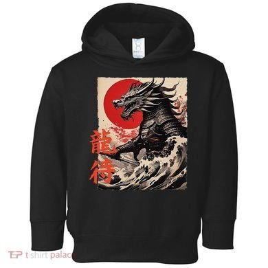 Japan Samurai Warrior Dragon Great Wave Ukiyo-e Art Kanji Toddler Hoodie