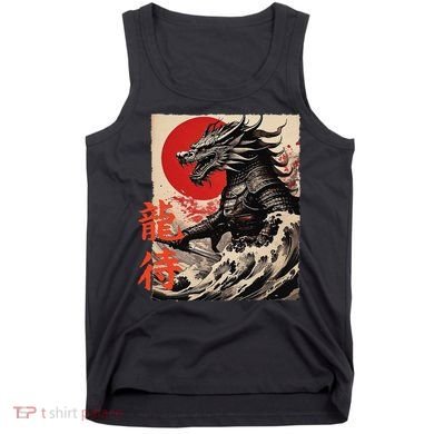 Japan Samurai Warrior Dragon Great Wave Ukiyo-e Art Kanji Tank Top