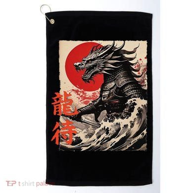 Japan Samurai Warrior Dragon Great Wave Ukiyo-e Art Kanji Golf Towel