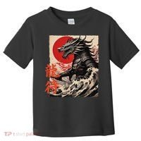 Japan Samurai Warrior Dragon Great Wave Ukiyo-e Art Kanji Toddler T-Shirt thumb 0
