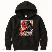 Japan Samurai Warrior Dragon Great Wave Ukiyo-e Art Kanji Kids Hoodie thumb 0